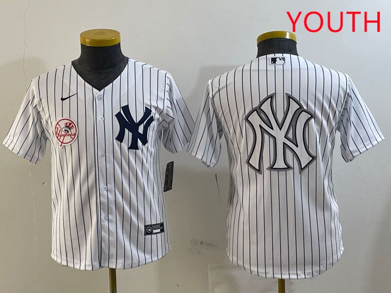 Youth New York Yankees Blank White Stripe Game 2025 Nike MLB Jersey style 3